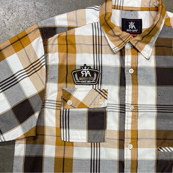 Red Ape MCMXXXIII Affliction Style Short Sleeve Shirt Y2K Cyber Grunge - Picture 2 of 11